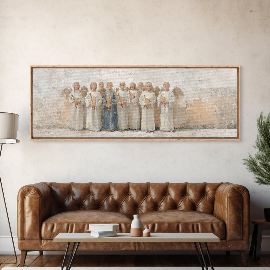Heaven’s Gentle Choir – Framed Canvas Print – Christian Wall Art – Panoramic Art – Christian Art Canvas – Christmas Art Prints