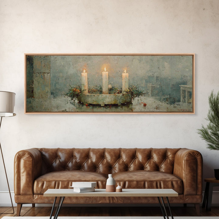 Advent Light | Framed Canvas Print | Panoramic Painting | Christian Wall Art | Christian Art Canvas | Christian Christmas Art
