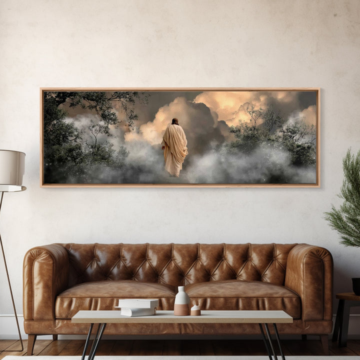 Holy Path Wonder, Framed Canvas Print, Jesus Wall Art, Christian Art Canvas, Modern Christian Art, Panoramic Wall Art, Christian Painting