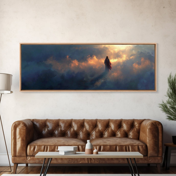 Heavenly Ascent Path | Framed Canvas Print | Jesus Painting | Christian Art Work | Large Christian Painting | Panoramic Print | Christian W