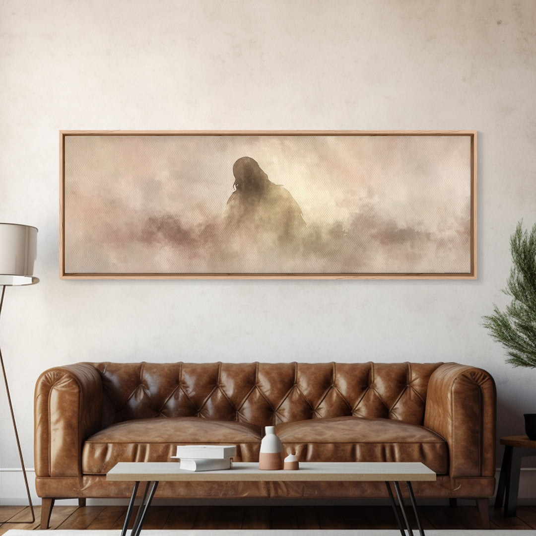 Veil Of Presence – Framed Canvas Print – Christian Art – Minimalist Christian Art – Subtle Christian Paintings – Panoramic Art – Christian