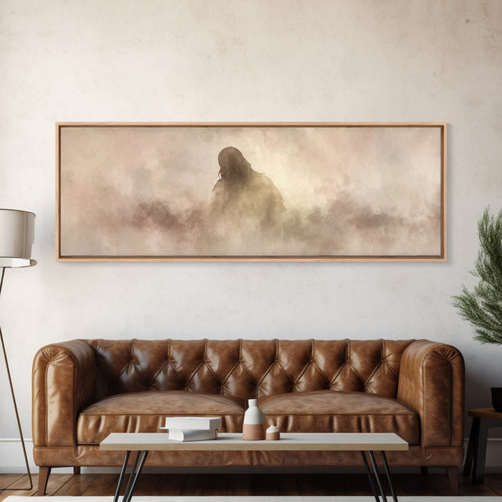 Veil Of Presence – Framed Canvas Print – Christian Art – Minimalist Christian Art – Subtle Christian Paintings – Panoramic Art – Christian