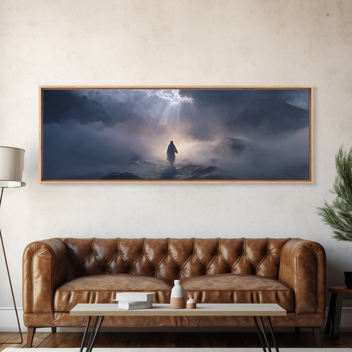 Path Of Divine Light – Framed Canvas Print – Christian Art Canvas – Jesus Painting – Modern Christian Art – Panoramic Art – Christian Wall