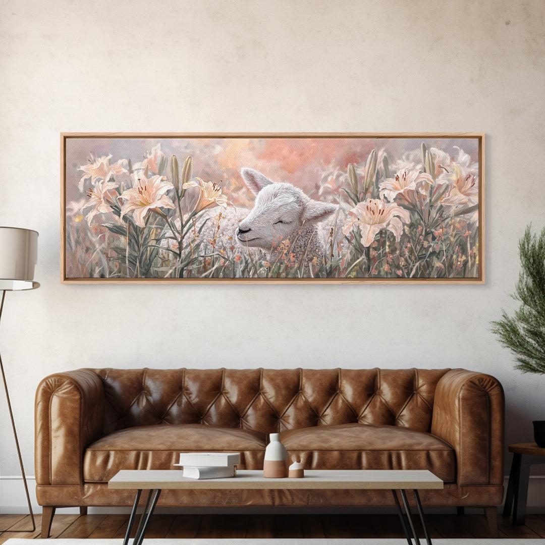 Garden Of Gentle Rest | Framed Canvas Print | Christian Wall Art | Christian Art Canvas | Christian Decor For Home | Panoramic Art | Christ