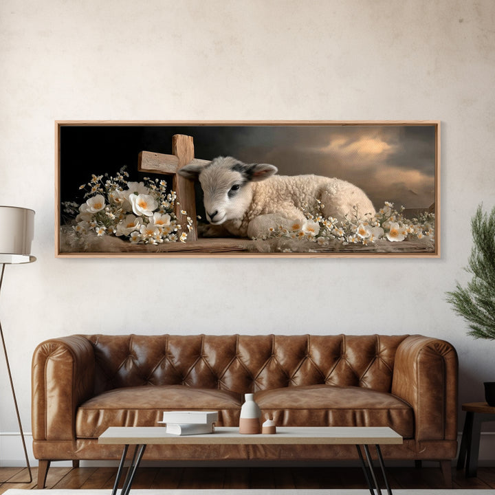 Cross Of Mercy | Framed Canvas Print | Christian Wall Art | Panoramic Print | Christian Art Work | Christmas Wall Art | Modern Christian Ar