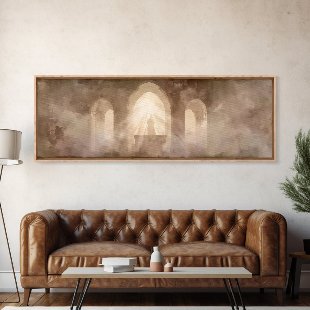 Sanctuary Light | Framed Canvas Print | Christian Wall Art | Christian Art Canvas | Jesus Painting | Panoramic Print | Christian Art