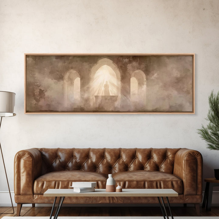Sanctuary Light | Framed Canvas Print | Christian Wall Art | Christian Art Canvas | Jesus Painting | Panoramic Print | Christian Art
