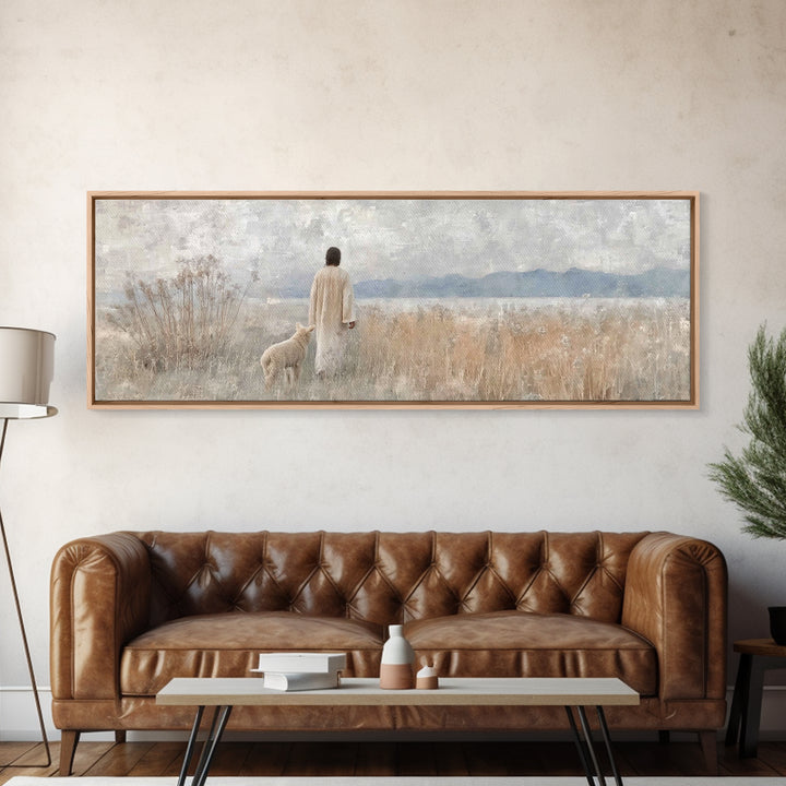 Grace In The Mist, Framed Canvas Print, Panoramic Painting, Christian Art Canvas, Jesus Painting, Christian Art, Christian Wall Art, Christ