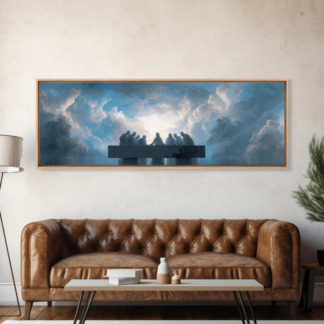 Heavenly Communion | Framed Canvas Print | Christian Art Canvas | Christian Wall Art | Panoramic Wall Art | Christian Christmas | Jesus Pai