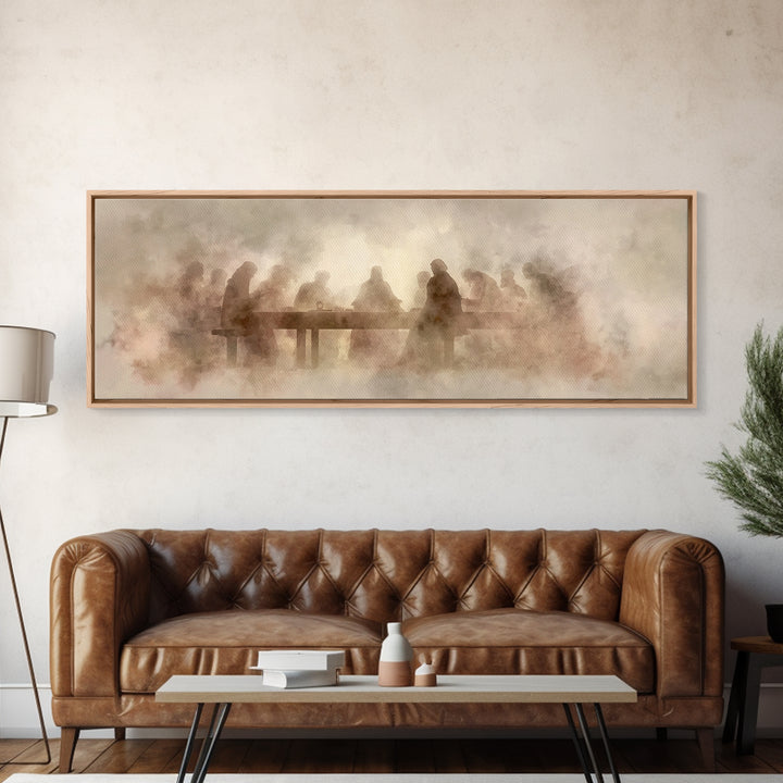 Last Supper Mist | Framed Canvas Print | Christian Art | Panoramic Art | Christian Wall Art | Christmas Art | Jesus Canvas Art