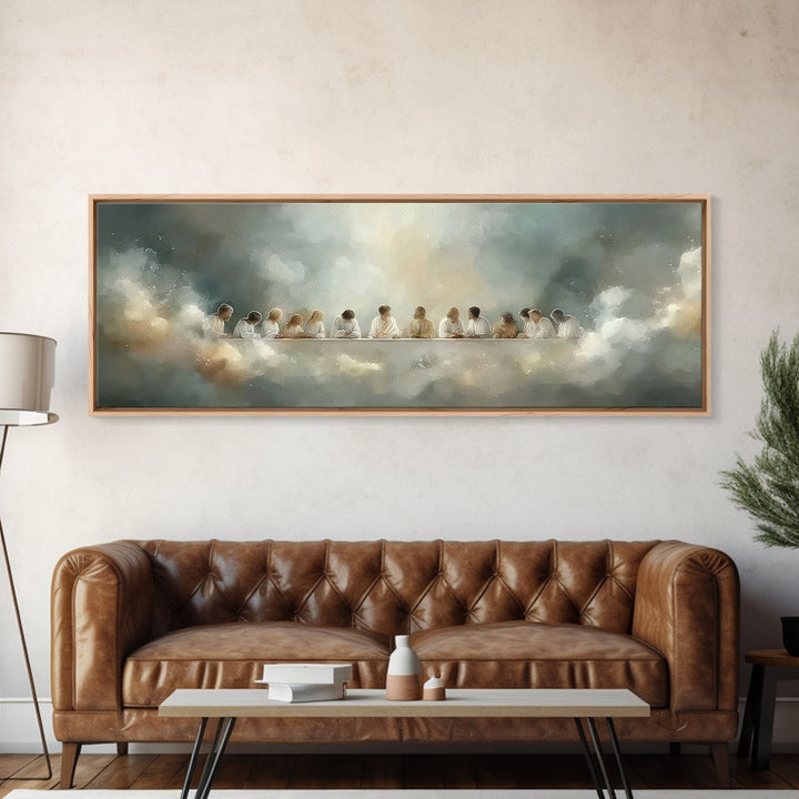 Radiant Fellowship, Framed Canvas Print, Christian Wall Art, Panoramic Wall Art, Christian Art Canvas, Jesus Painting, Christmas Art