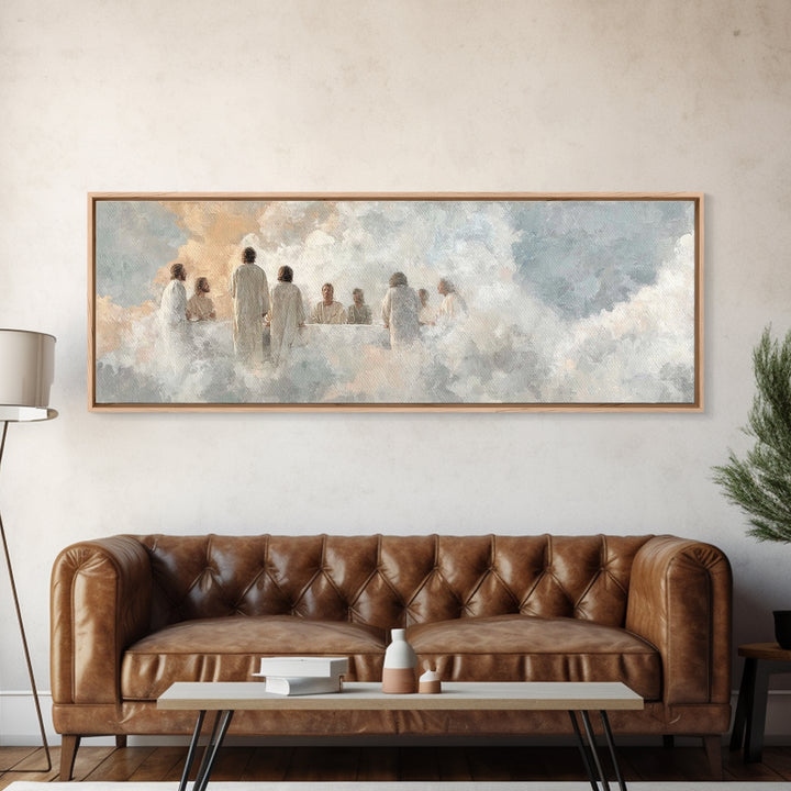 Supper Of Light – Framed Canvas Print – Christian Art – Panoramic Art – Christian Wall Art – Jesus Christmas Art – Christian Decoration
