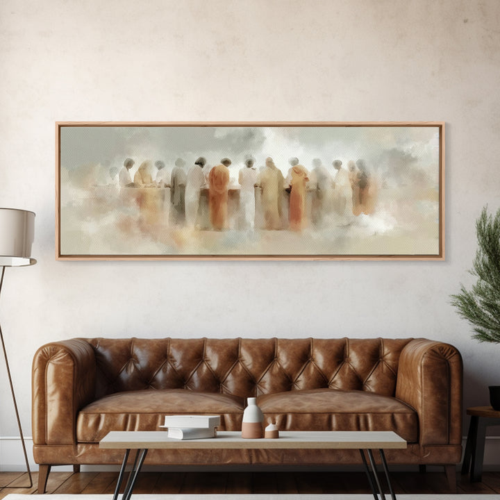 Cloudborne Gathering | Framed Canvas Print | Christian Art | Jesus Wall Art | Panoramic Painting | Christian Christmas Decor | Christian Ar