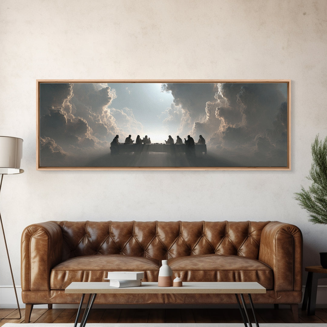 Heaven’s Table, Framed Canvas Print, Christian Art Canvas, Panoramic Print, Jesus Painting, Christian Wall Art, Christmas Art Prints