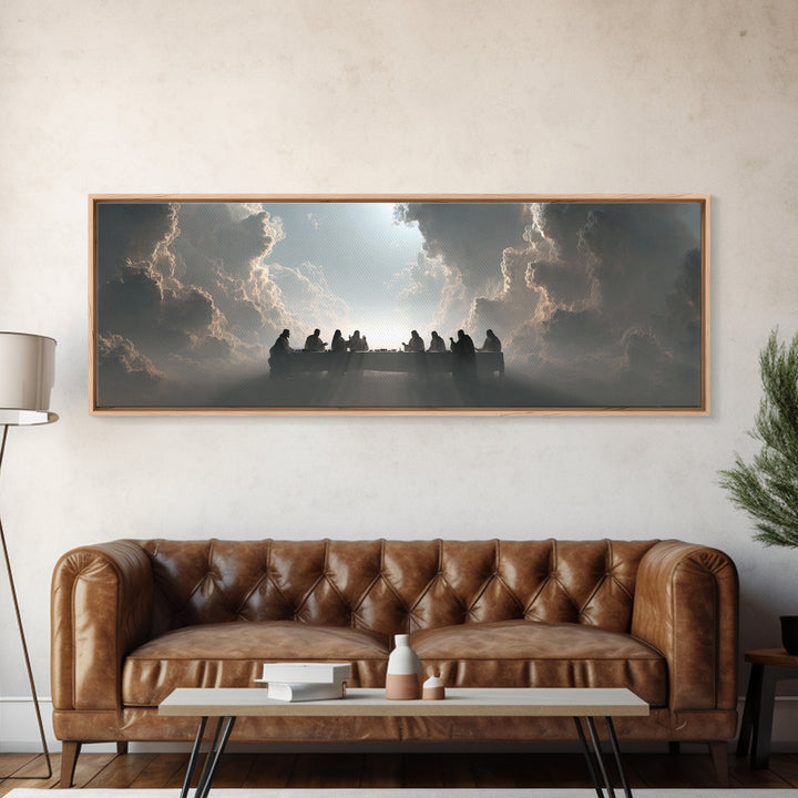 Heaven’s Table, Framed Canvas Print, Christian Art Canvas, Panoramic Print, Jesus Painting, Christian Wall Art, Christmas Art Prints