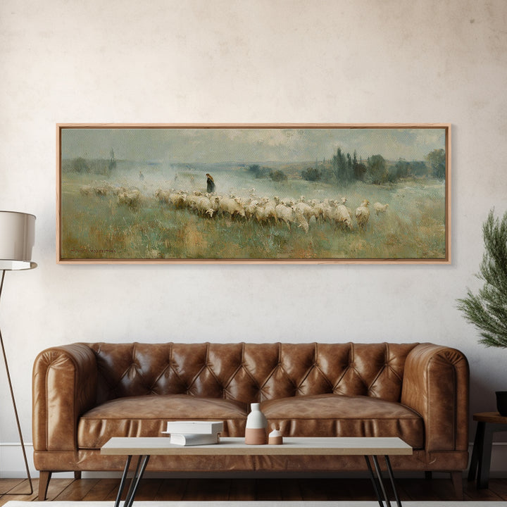 Shepherd’s Calm | Framed Canvas Print | Christian Art Canvas | Panoramic Wall Art | Jesus Painting | Christian Christmas Art | Christian De