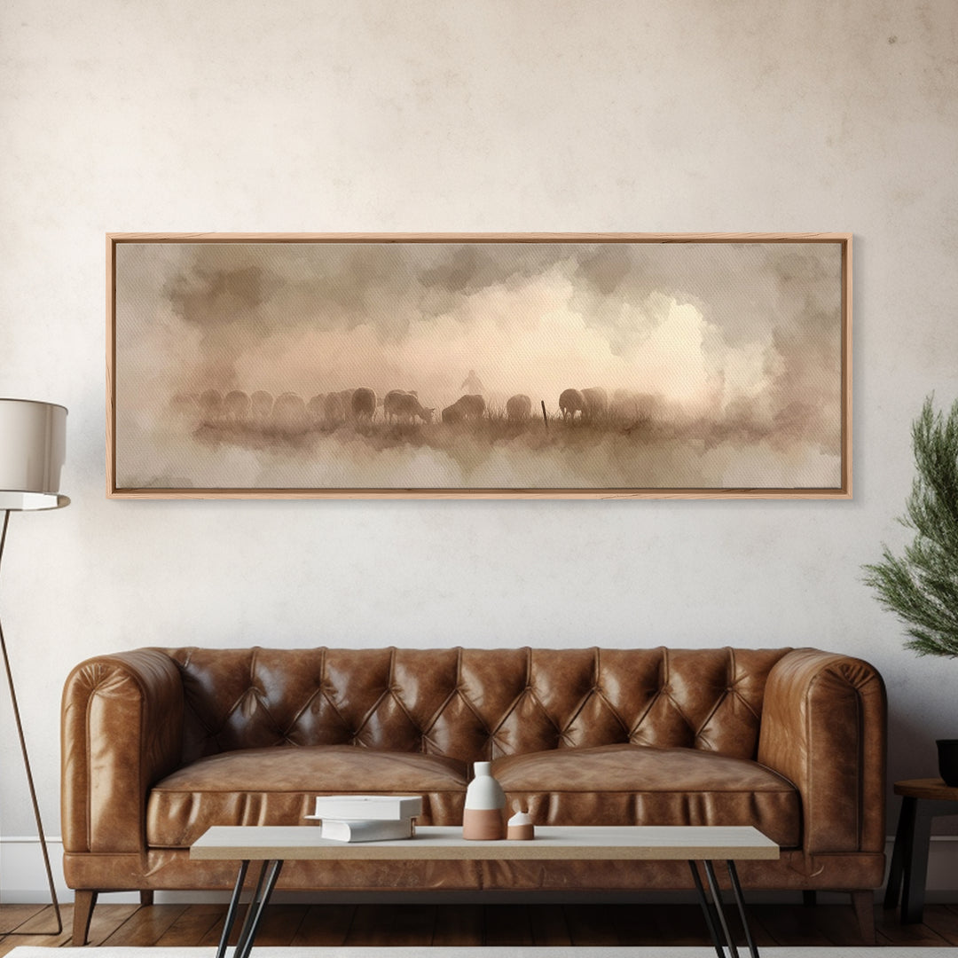 Fields Of Mercy – Framed Canvas Print – Christian Art Print – Panoramic Painting – Jesus Wall Art – Christian Decor – Christmas Art