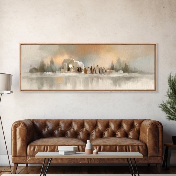 Glory In The Stable – Framed Canvas Print – Panoramic Wall Art – Christian Art Canvas – Christmas Art – Christian Christmas Decorations – C