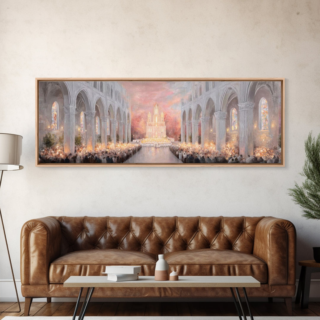 Dawn Of Worship | Framed Canvas Print | Christian Art Canvas | Panoramic Wall Art | Christmas Art Prints | Christian Christmas Art | Modern