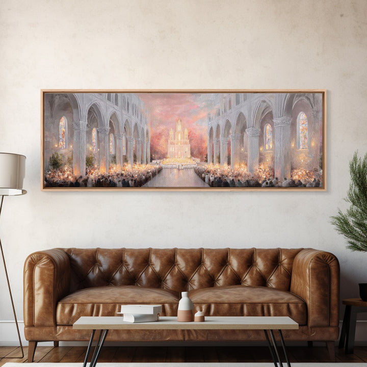 Dawn Of Worship | Framed Canvas Print | Christian Art Canvas | Panoramic Wall Art | Christmas Art Prints | Christian Christmas Art | Modern