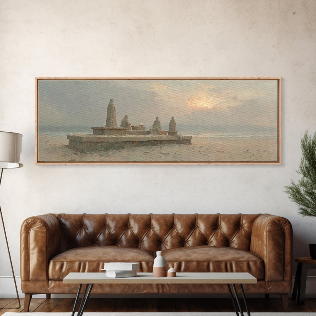 Seaside Offering Dawn | Framed Canvas Print | Christian Art Canvas | Christian Painting | Modern Christian Art | Panoramic Print | Christia