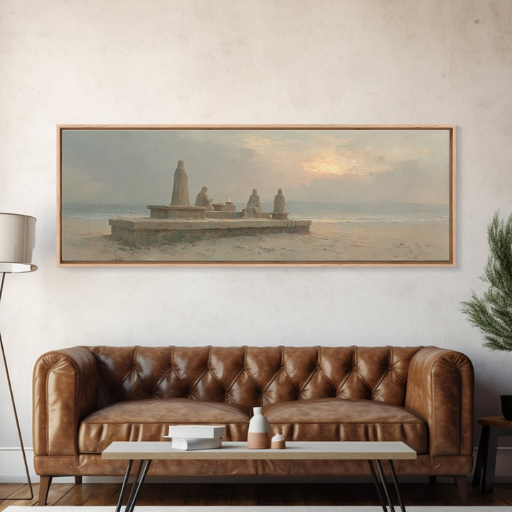 Seaside Offering Dawn | Framed Canvas Print | Christian Art Canvas | Christian Painting | Modern Christian Art | Panoramic Print | Christia