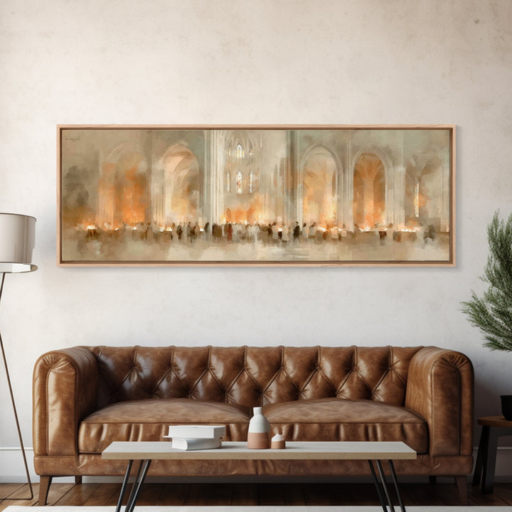 Procession Of Light, Framed Canvas Print, Christian Christmas Art, Panoramic Art, Christian Wall Art, Christmas Canvas Wall Art, Christian