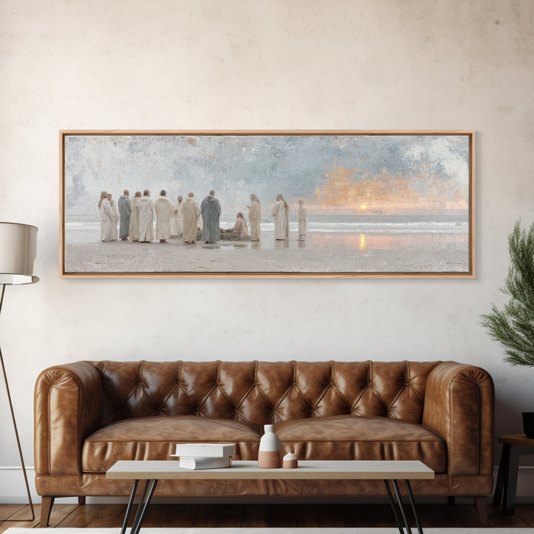 Ocean Circle Witness, Framed Canvas Print, Christian Art Prints, Christian Wall Art, Large Christian Painting, Panoramic Print, Christian C