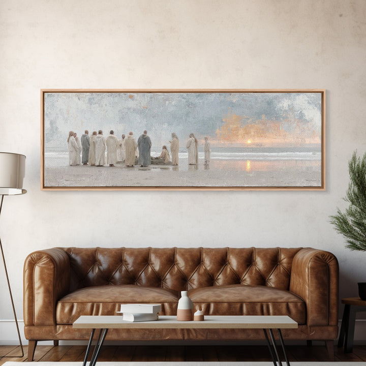 Ocean Circle Witness, Framed Canvas Print, Christian Art Prints, Christian Wall Art, Large Christian Painting, Panoramic Print, Christian C