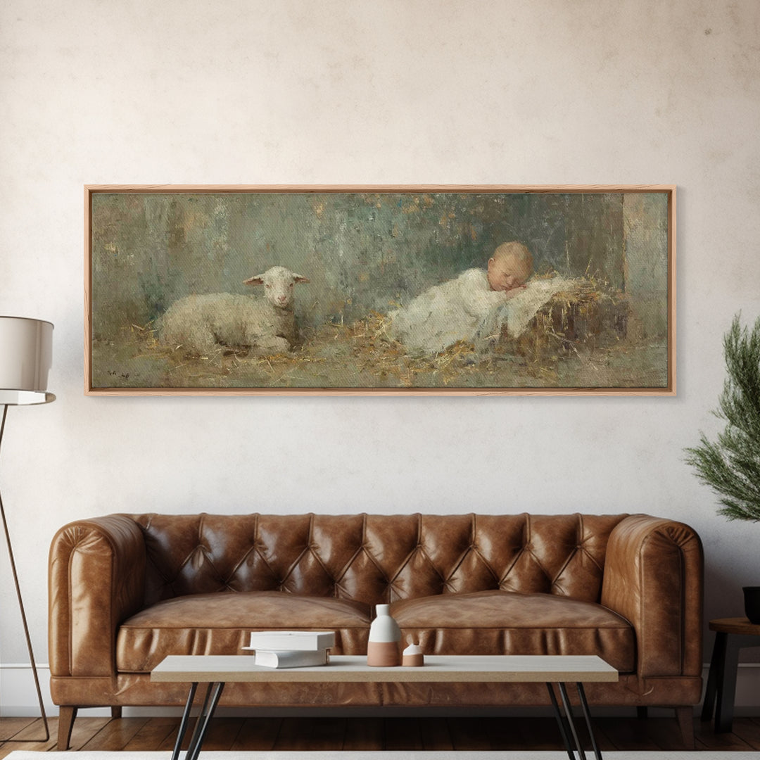 Heavenly Shore Star, Framed Canvas Print, Christian Art Canvas, Panoramic Art, Christmas Art Prints, Christian Wall Art, Jesus Christmas Ar