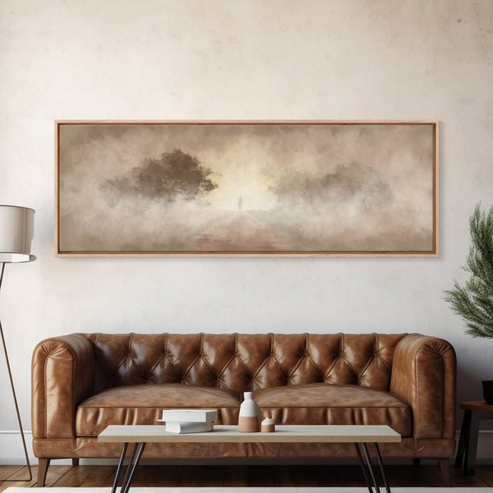 Solitary Road Grace | Framed Canvas Print | Christian Wall Art | Panoramic Frame | Christian Art | Christmas Art | Jesus Painting