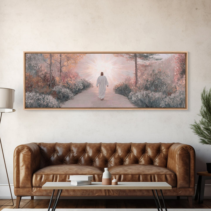 Garden Of His Peace | Framed Canvas Print | Panoramic Wall Art | Christian Art | Jesus Painting | Christian Art Canvas | Subtle Christian A
