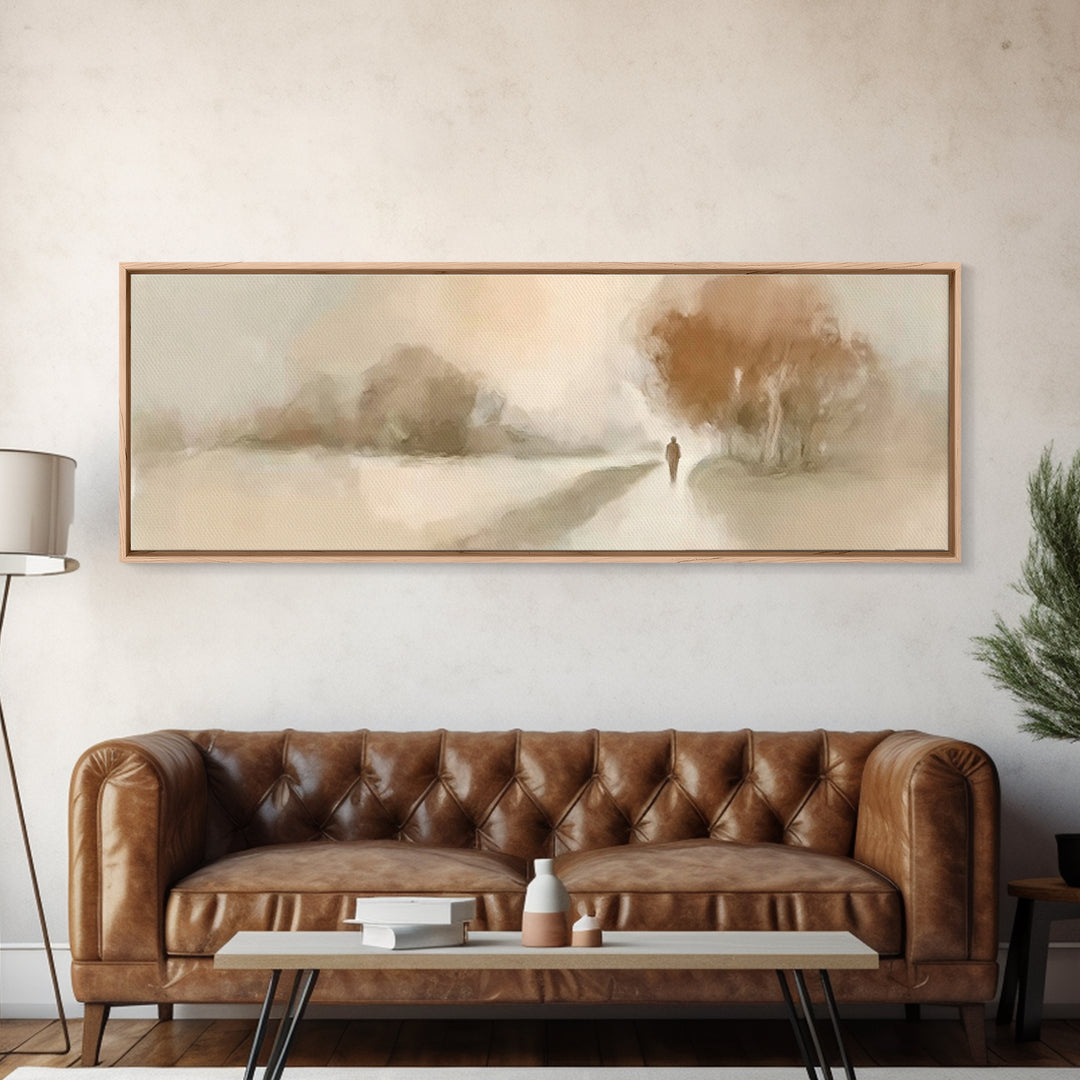 Walk Of Still Grace, Framed Canvas Print, Panoramic Painting, Christian Art Canvas, Jesus Painting, Christian Wall Art, Minimalist Christia