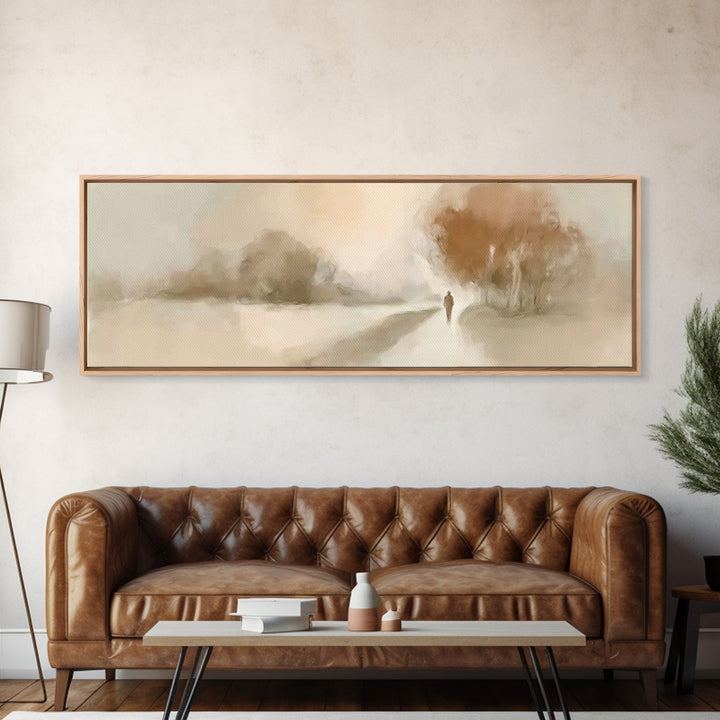 Walk Of Still Grace, Framed Canvas Print, Panoramic Painting, Christian Art Canvas, Jesus Painting, Christian Wall Art, Minimalist Christia