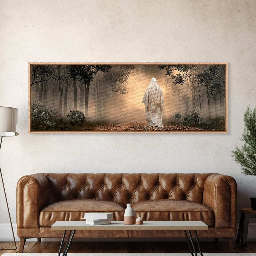 Quiet Hills Of Faith – Framed Canvas Print – Panoramic Painting – Christian Art – Jesus Painting – Christian Art Canvas – Subtle Christian