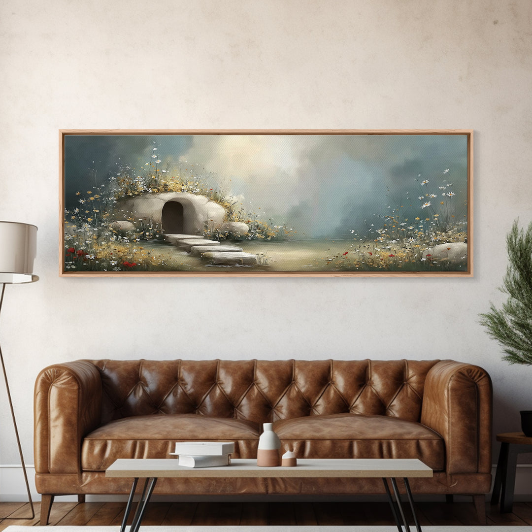 Heavenly Bloom Path | Framed Canvas Print | Christian Art Canvas | Christian Christmas Art | Panoramic Wall Art | Christian Wall Art | Jesu