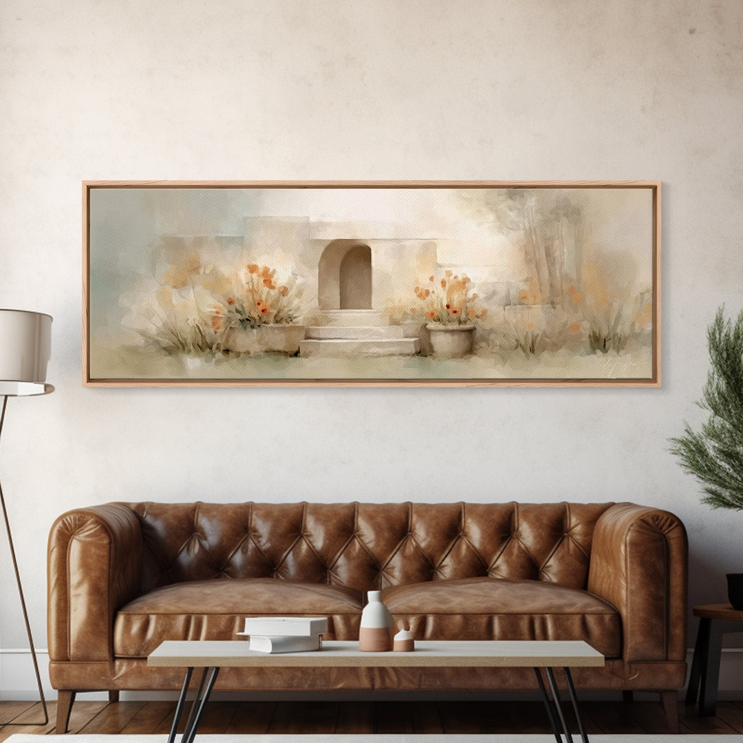 Light Of Renewal, Framed Canvas Print, Christian Art Canvas, Panoramic Painting, Christian Christmas Art, Christian Wall Art, Jesus Paintin