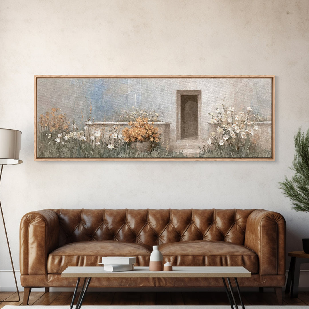 Radiant Stone Refuge – Framed Canvas Print – Christian Christmas Art – Panoramic Art – Christian Art Canvas – Jesus Painting – Christian Wa
