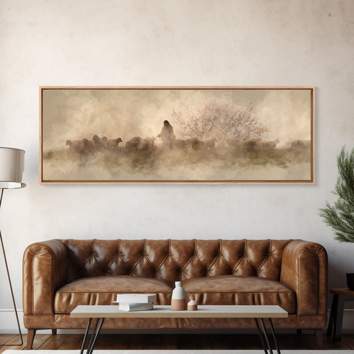 Mist Of Mercy | Framed Canvas Print | Panoramic Painting | Christian Wall Art | Christian Art Canvas | Christian Christmas Art | Jesus Pain