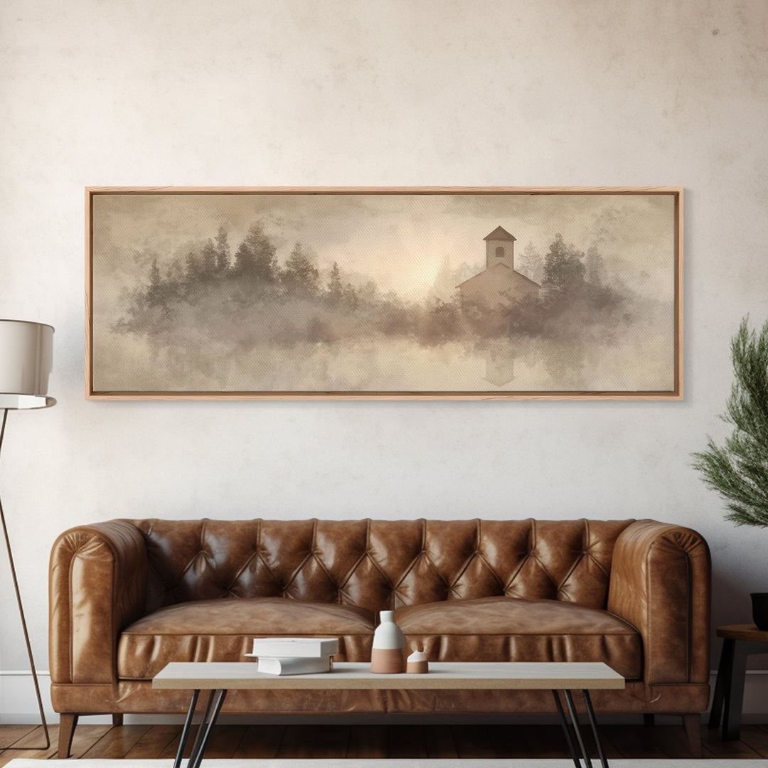 Sanctuary In Light – Framed Canvas Print – Panoramic Print – Christian Christmas Art – Christian Wall Art – Christian Art Canvas – Christia