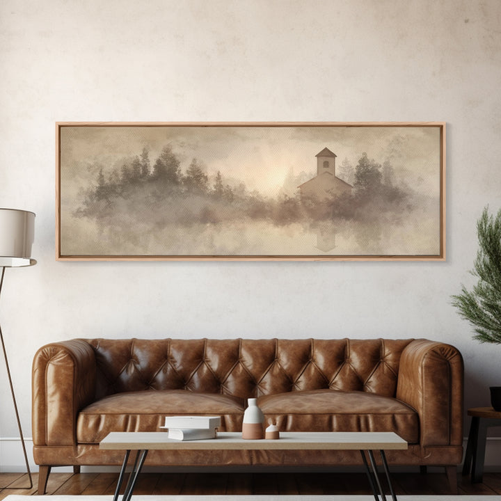 Sanctuary In Light – Framed Canvas Print – Panoramic Print – Christian Christmas Art – Christian Wall Art – Christian Art Canvas – Christia