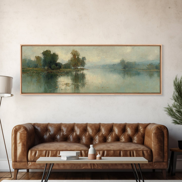 Riverland Peace Horizon | Framed Canvas Print | Christian Art Canvas | Panoramic Wall Art | Christian Painting | Christian Decor | Christma