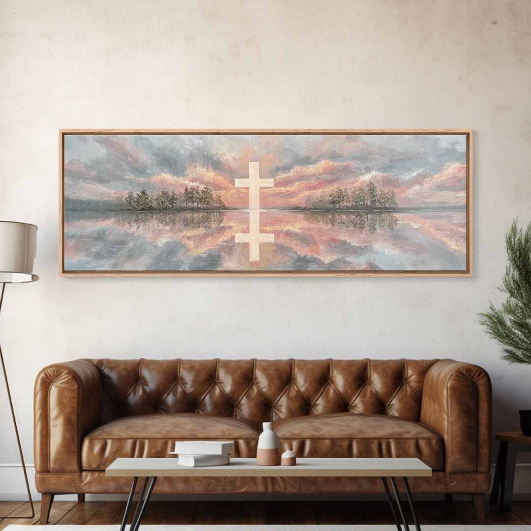 Heavenly Sky Promise – Framed Canvas Print – Christian Art Print – Panoramic Painting – Christian Wall Art – Christian Gift – Christmas Art