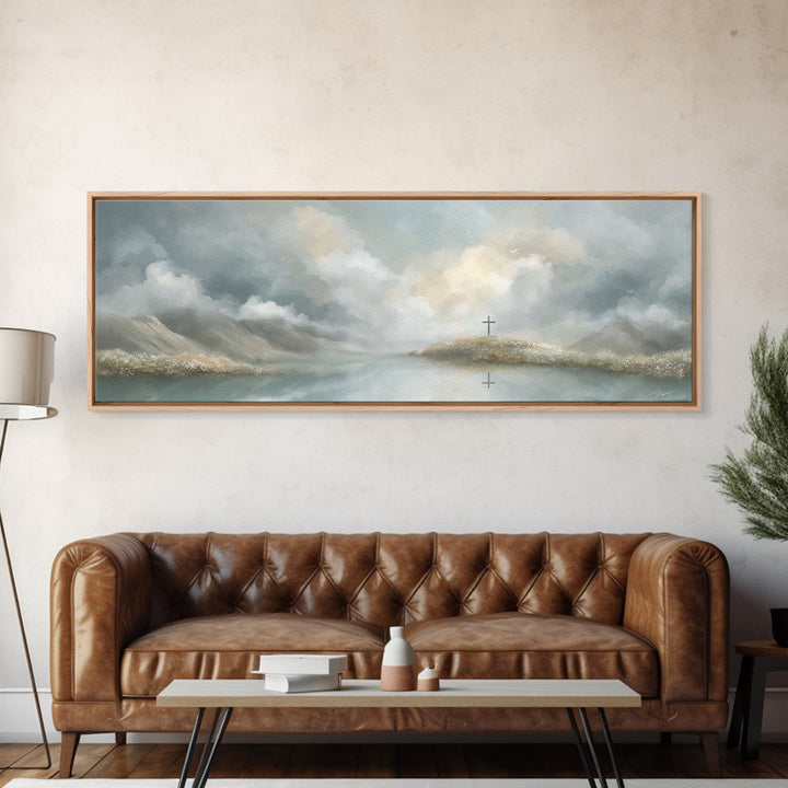 Light Of Redemption, Framed Canvas Print, Christian Painting, Panoramic Wall Art, Christian Art Canvas, Jesus Painting, Christian Decor