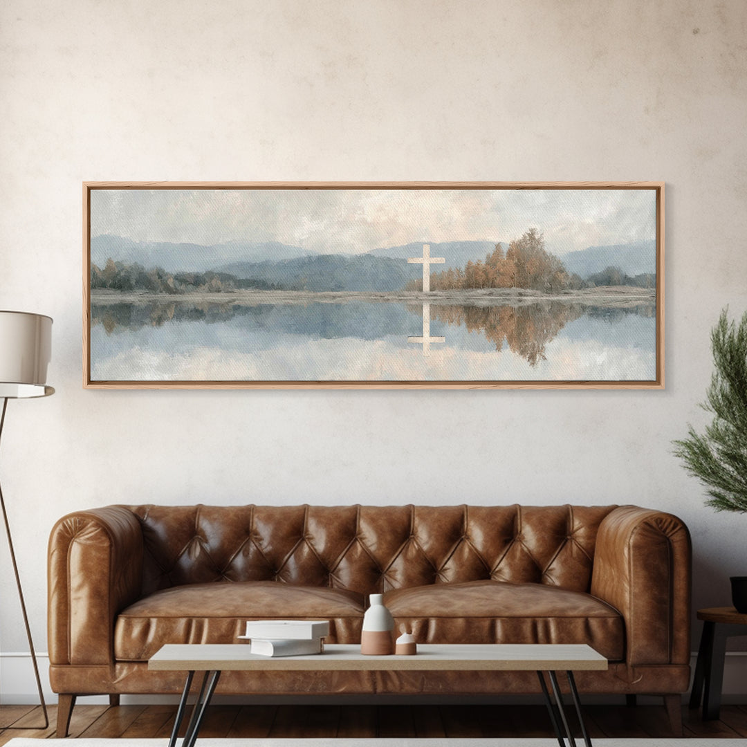 Evening Bethlehem Glow – Framed Canvas Print – Christian Wall Art – Panoramic Frame – Christian Art Canvas – Christmas Art – Christian Gift