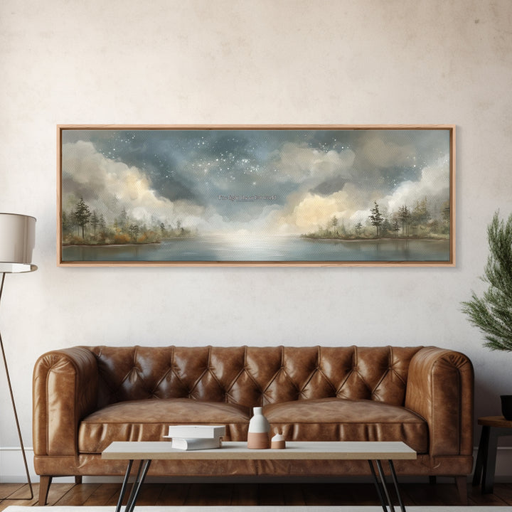 Heaven’s Quiet Light | Framed Canvas Print | Christian Art Work | Panoramic Wall Art | Christian Art Canvas | Christian Decor | Christmas A