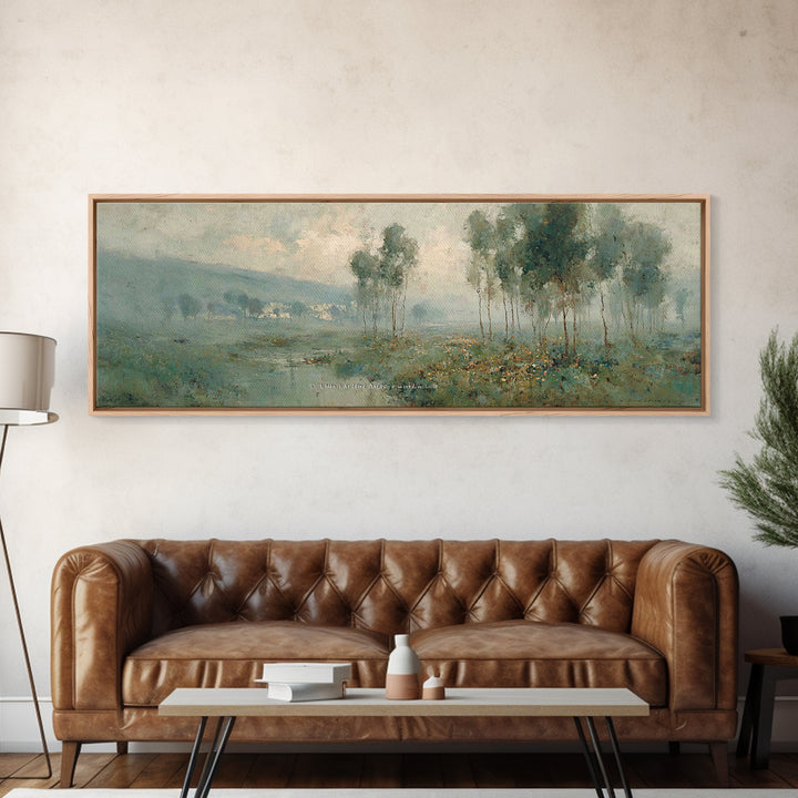 Morning Grace Meadow – Framed Canvas Print – Christian Art Painting – Panoramic Print – Christian Wall Art – Christian Art Canvas – Christi