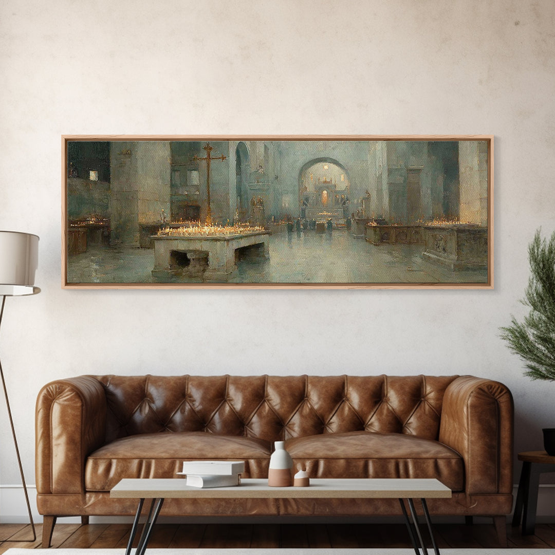 Silent Chapel Peace – Framed Canvas Print – Christian Art Canvas – Panoramic Wall Art – Christmas Art – Christian Wall Art – Christian Gift
