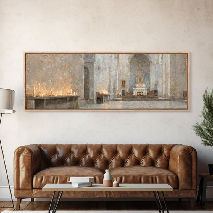 Holy Quiet Evening | Framed Canvas Print | Christian Art Canvas | Panoramic Frame | Christmas Art | Christian Wall Art | Christian Decor