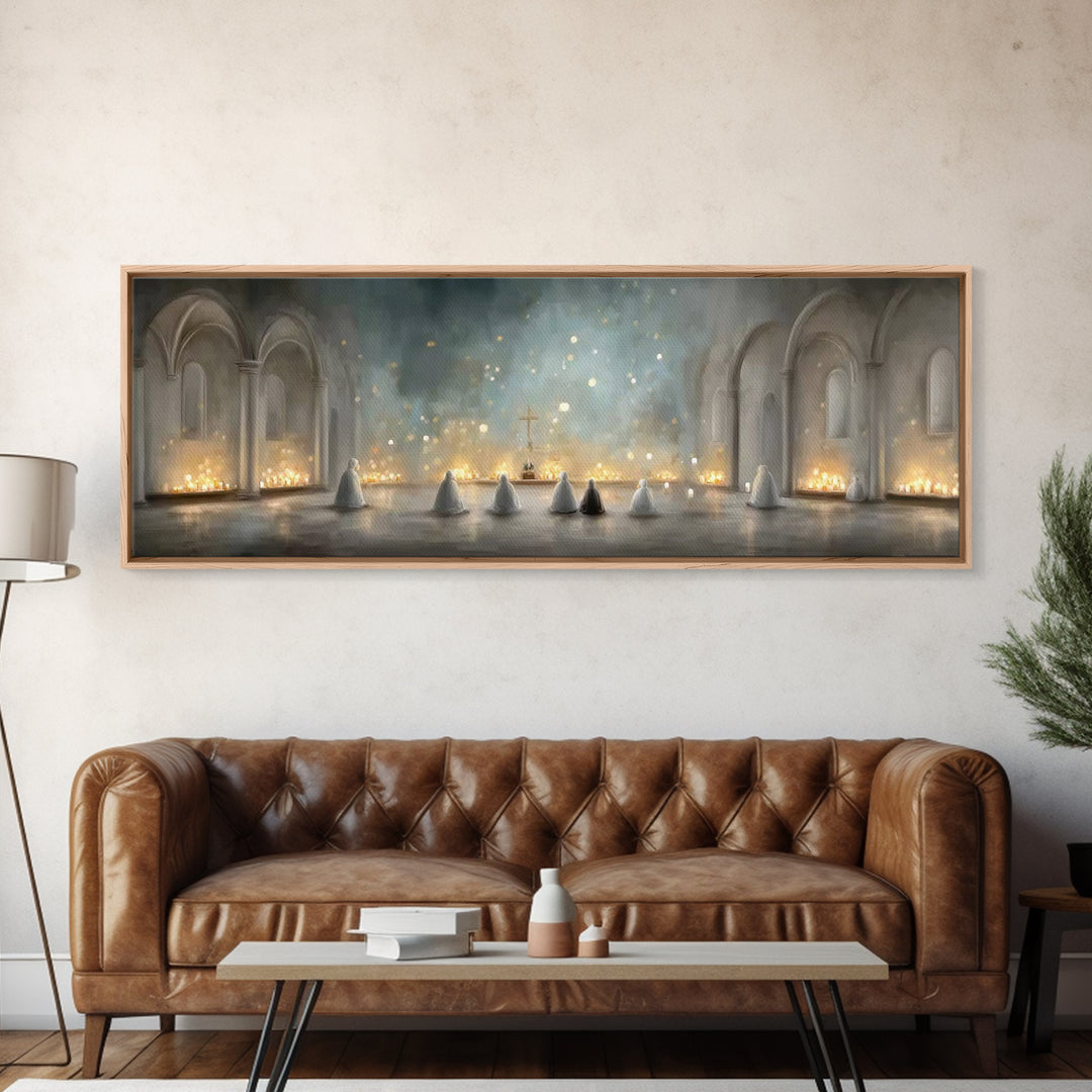 Riverside Shepherd Calm | Framed Canvas Print | Jesus Painting | Christian Wall Art | Panoramic Art | Christian Art Canvas | Christian Gift